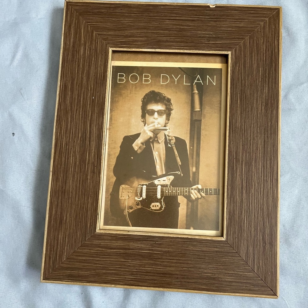Brown Wooden Picture Frame with Bob Dylan Print